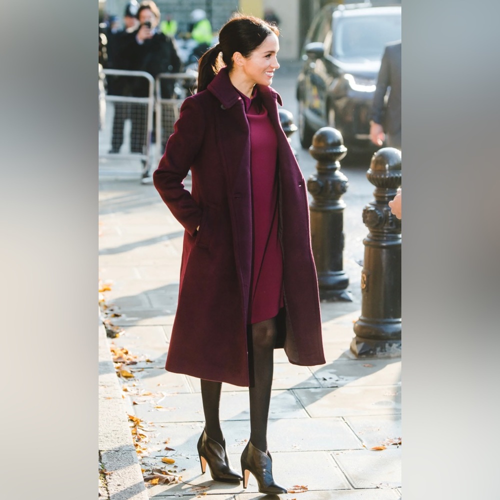 Club Monaco Burgundy Coat ASO Meghan Markle